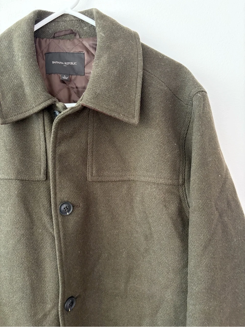 Banana Republic Wool Blend Quilted Lined Donkey Coat Jacket Men’s Olive